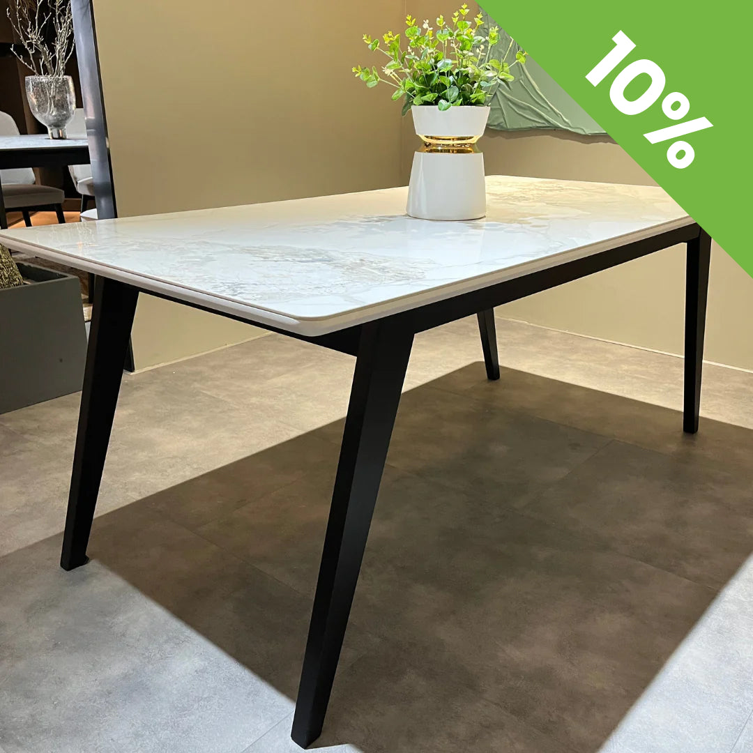 Trpezarijski sto A2261 Chanel Bela ker.ploca/Crne drv.noge, 755x900x1600 mm