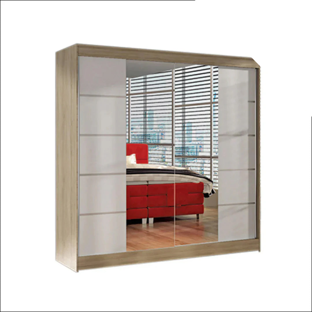 Klizni plakar Arti 5 Sonoma/Belo sa ogledalom 2000x2150x580 mm