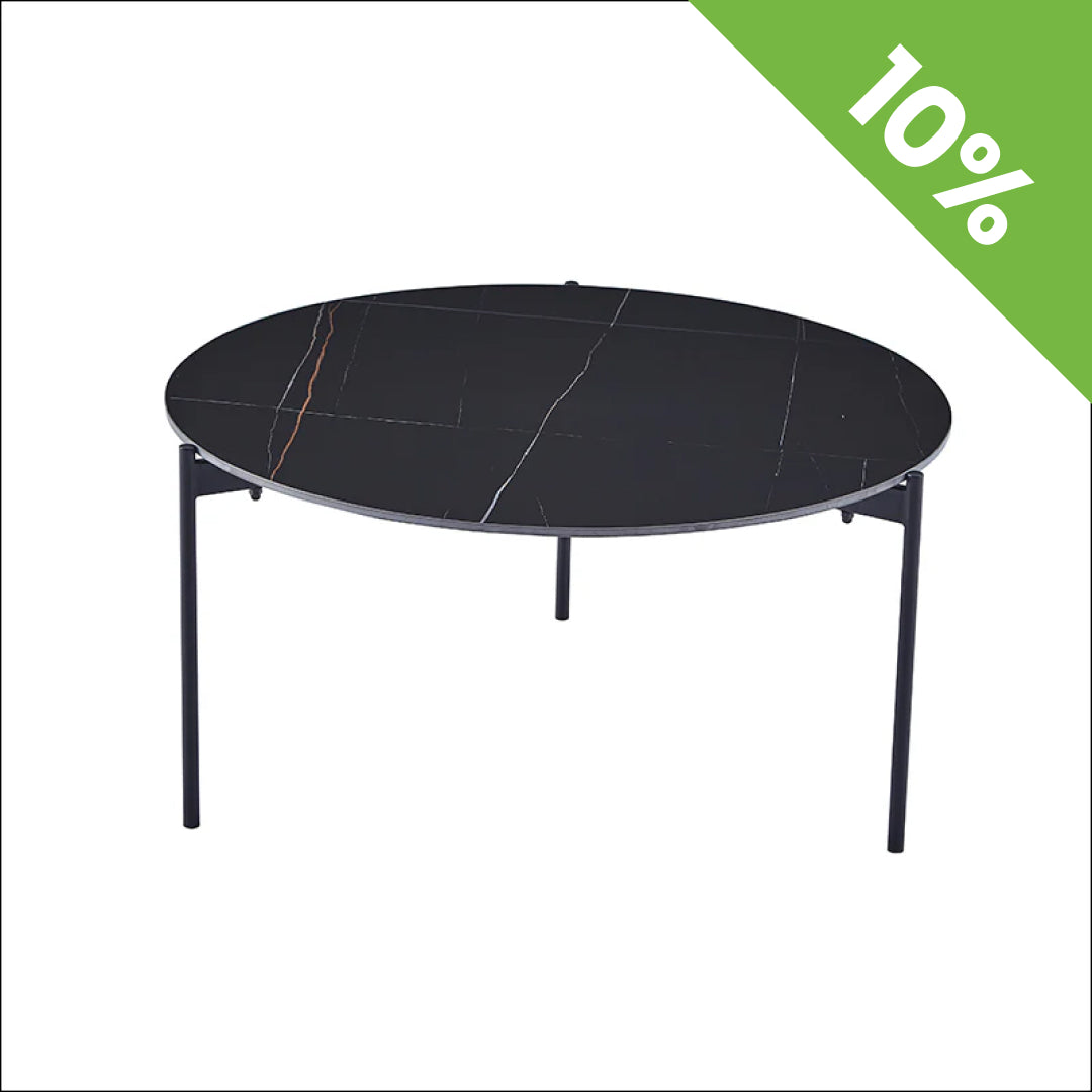 Klub sto Moriz 2 Crna keramicka ploca/Crne noge 900x450 mm