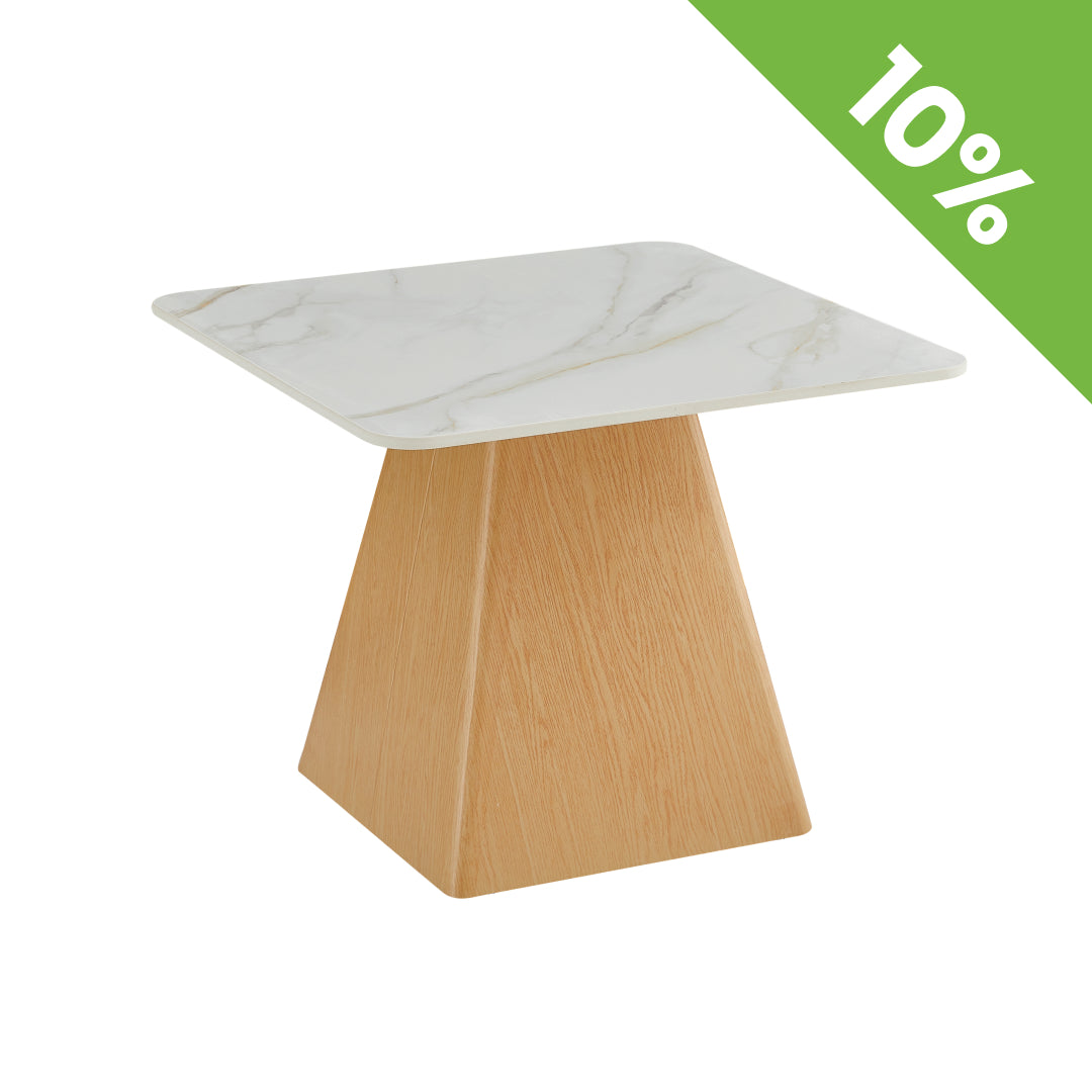 Klub sto CT 6050 Bela keramička ploča/Drvo metalno postolje 600x600x480 mm