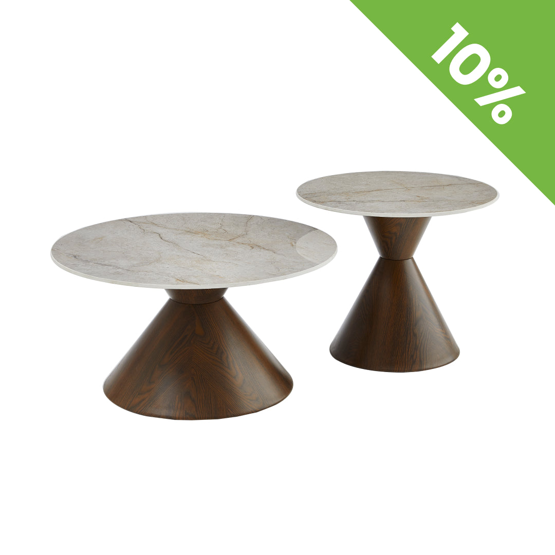 Klub sto CT 6055 Set, Bež ploča/Braon metalno postolje fi800+fi600 mm