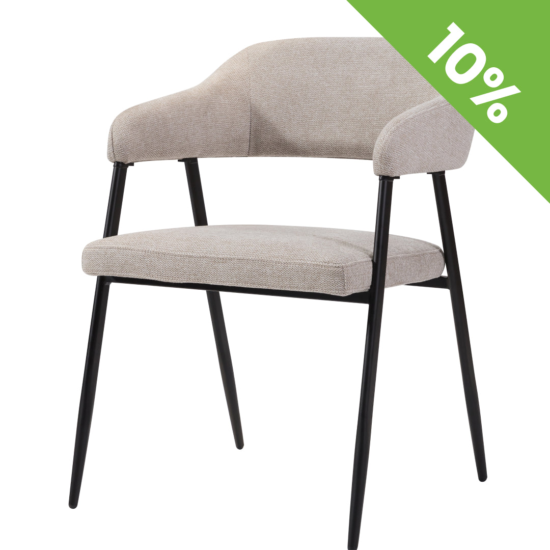 Trpezarijska stolica 2208 Bež/Crne metalne noge 550x575x770 mm