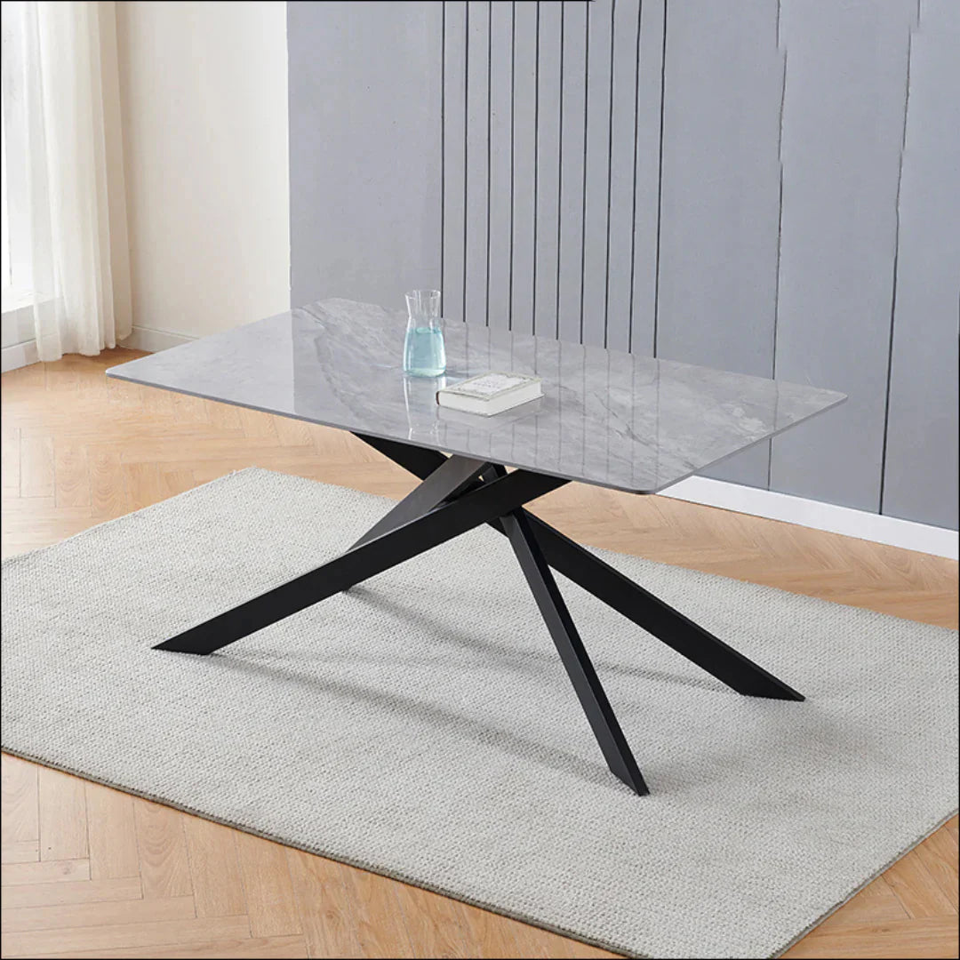 770-042 Trpezarijski sto 2339 Siva keramicka ploca, sjaj/Metalne crne noge 1800x900x750