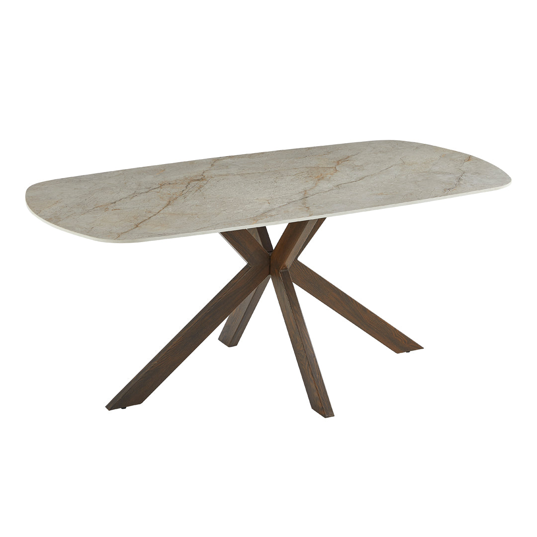 Trpezarijski sto 2329 Bez keramicka ploca, sjaj/Metalne braon noge 1800x900x750