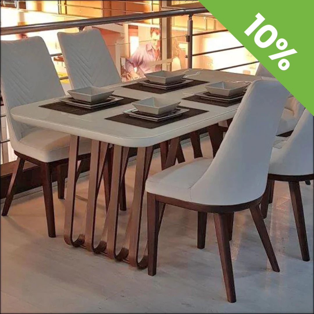 Trpezarijski sto A2100L Medijapan krem + krem staklo, braon noge 1600x900x750 mm