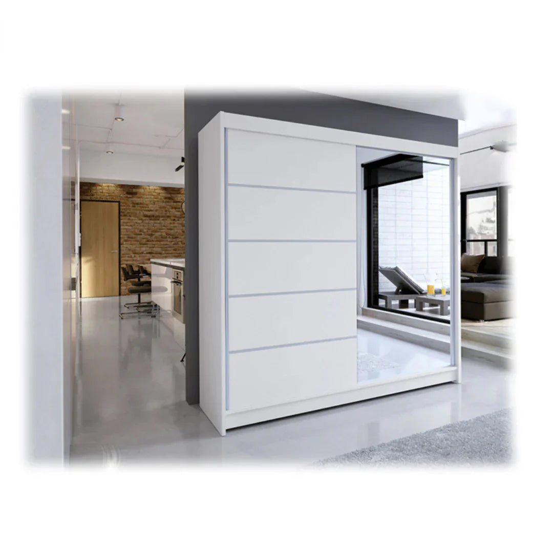 Klizni plakar Arti 3 Belo/Belo sa ogledalom 1800x2150x580 mm