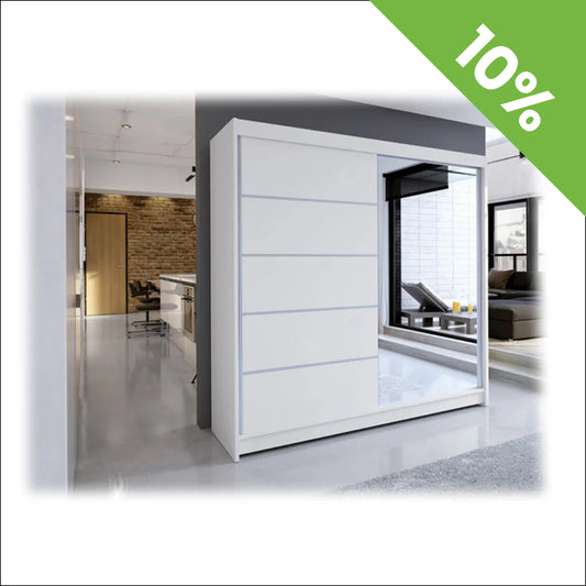 Klizni plakar Arti 3 Belo/Belo sa ogledalom 1800x2150x580 mm