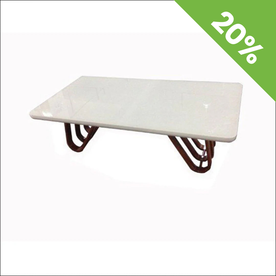 Klub sto C2100L Medijapan  krem / krem staklo,braon noge  1300x700x395 mm