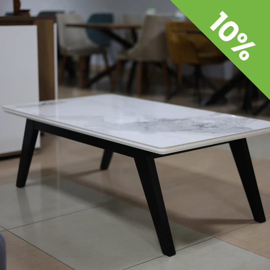 Klub sto C2261 Chanel Bela keramicka ploca/Crne drvene noge 420x700x1200 mm