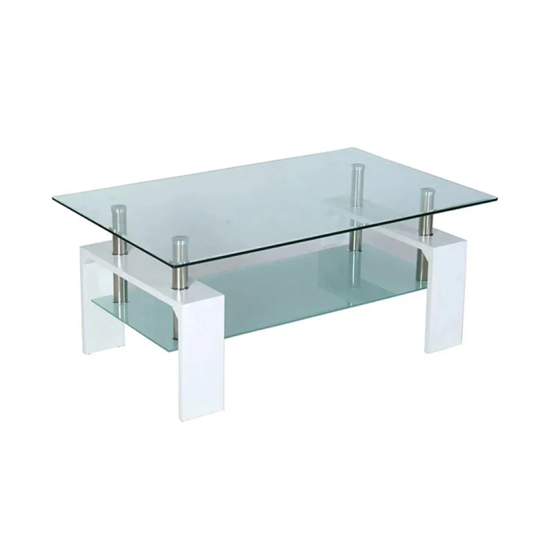 Klub sto CT1007 Belo staklo 1100x600x430 mm