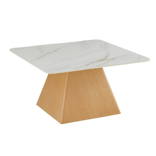 Klub sto CT 6050 Bela keramička ploča/Drvo metalno postolje 800x800x430 mm