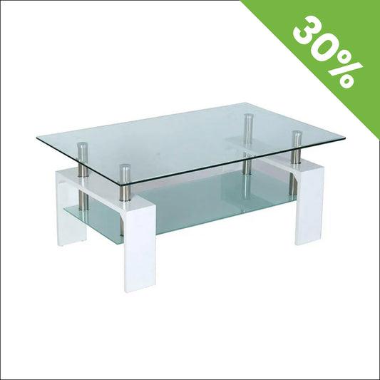 Klub sto CT1007 Belo staklo 1100x600x430 mm