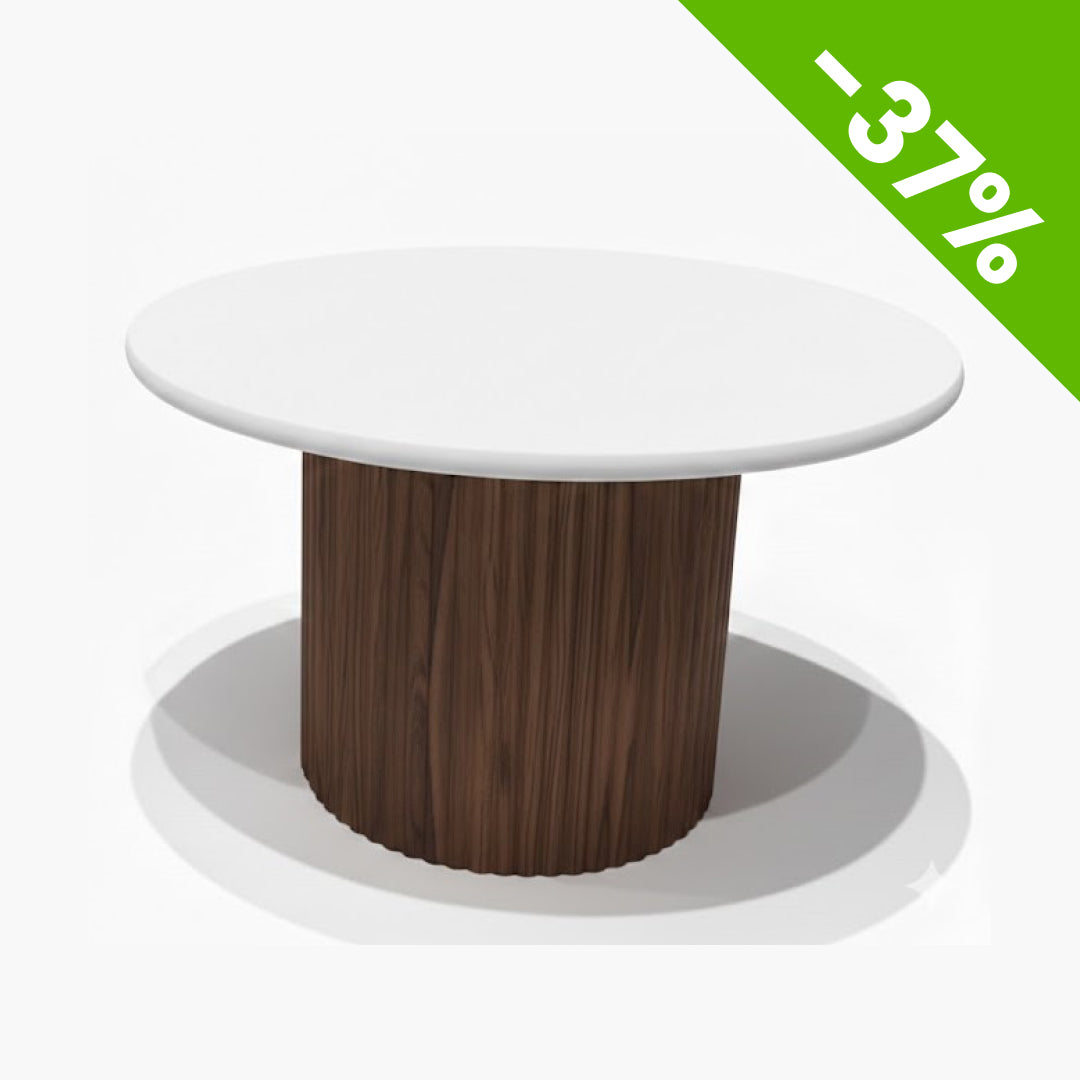 Klub sto Pafos Bela mat ploca/Mdf baza orah folija Ø700xØ450mm