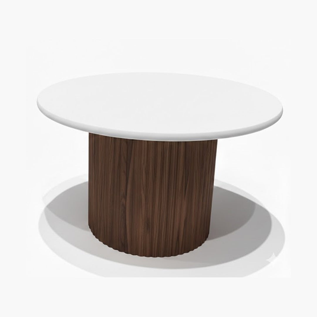 Klub sto Pafos Bela mat ploca/Mdf baza orah folija Ø700xØ450mm
