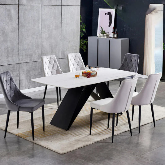 Trpezarijski sto 2310 Bela keramička ploča/Metalna crna noga  1800x900x750mm