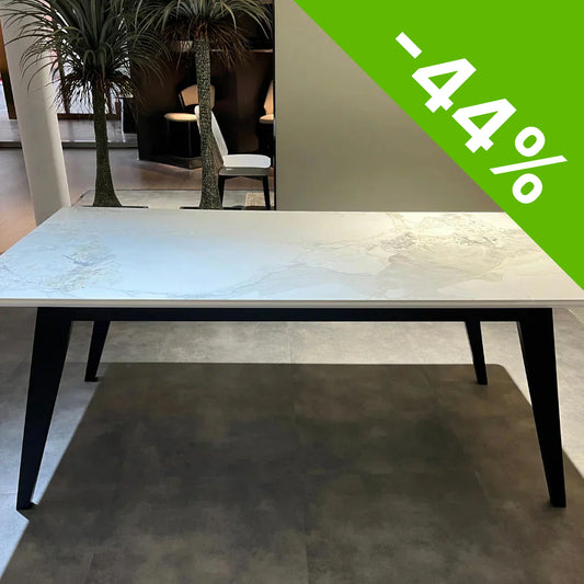 Trpezarijski sto A2261 Chanel Bela ker. ploca/Crne drv.noge, 755x900x1800 mm