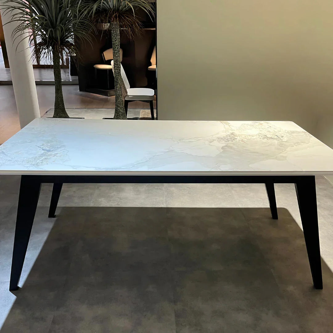 Trpezarijski sto A2261 Chanel Bela ker.ploca/Crne drv.noge, 755x900x1800 mm