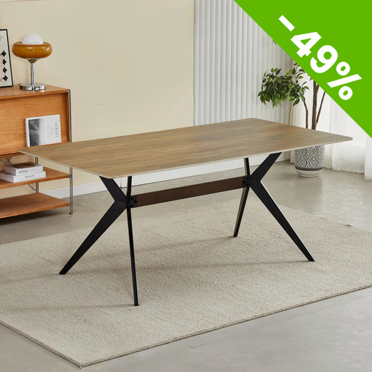 Trpezarijski sto Dalas 2476 Hrast keramička ploča/Crne metalne noge 160x90x76mm