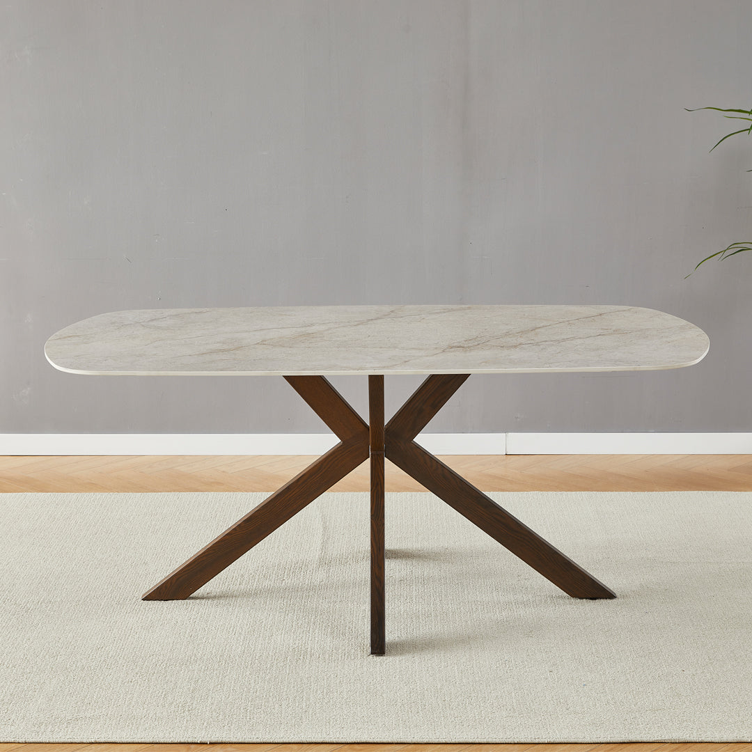 Trpezarijski sto 2329 Bez keramicka ploca, sjaj/Metalne braon noge 1800x900x750