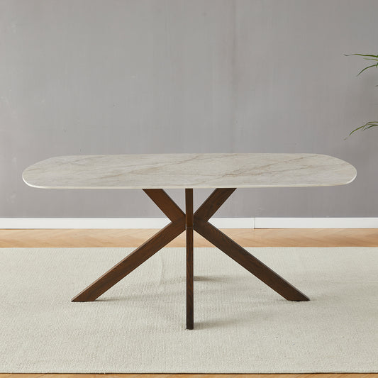 Trpezarijski sto 2329 Bez keramicka ploca, sjaj/Metalne braon noge 1800x900x750