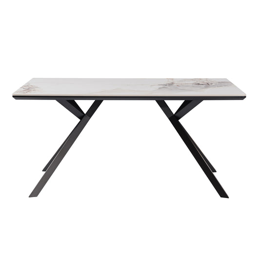 Trpezarijski sto 2689 Bela Keramicka ploca/ Crne metalne noge 1600x895x755mm